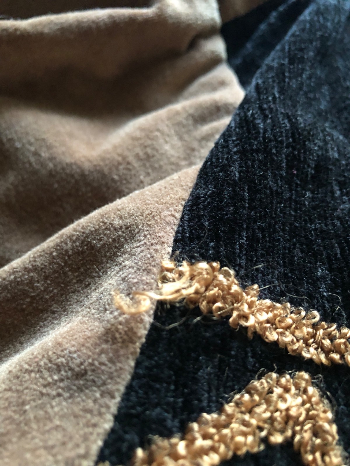 Vintage Patchwork Coat Button Close Black Tan Leo… - image 7