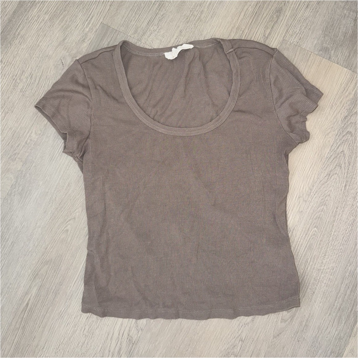 Gypsy + Joe Women’s Brown Solid Knit Cotton Scoop Neck Short Sleeve Tee M