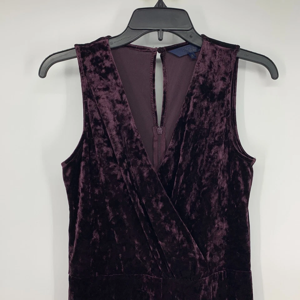 Mono Rachel Roy para mujer talla mediana terciopelo púrpura pierna ancha cuello en V sin mangas Foto 4 de 4