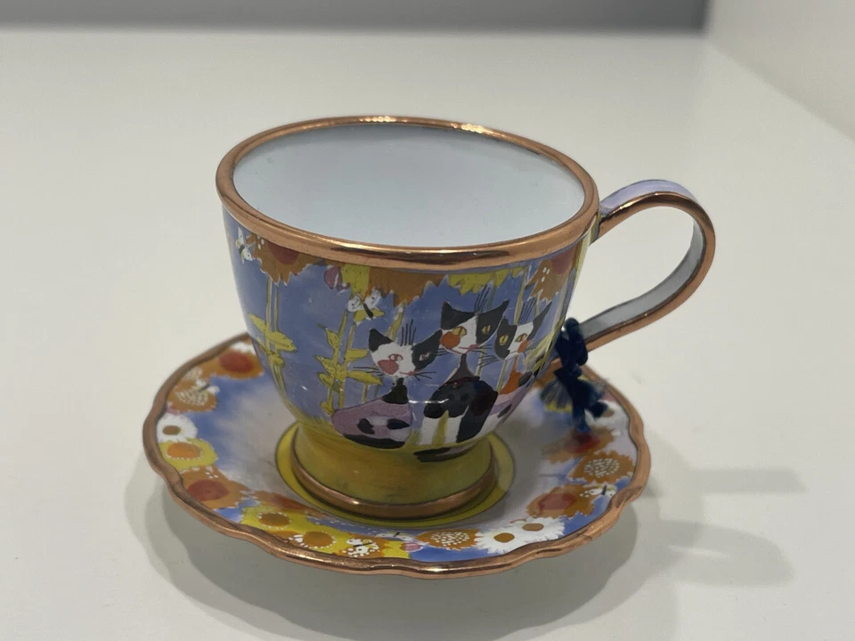 Taza de porcelana Charlotte Di Vita 4 cm + platillo 6,5 cm motivo Rosina Wach... - Imagen 2 de 3