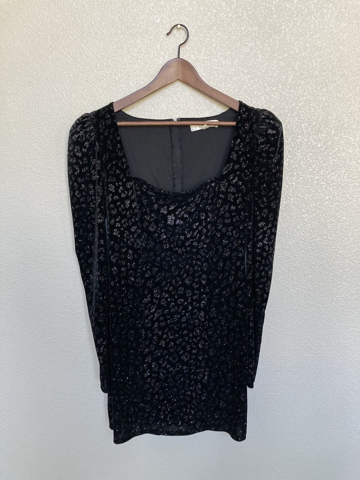 FILA Mini abito a tracolla nero velluto puff a tracolla taglia XL manica lunga