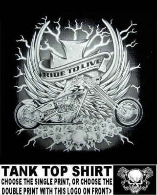 Live To Ride V-Twin Chopper Motorcycle Biker Rider Wings Rose Skull Tank Top 513