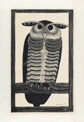 Owl   Samuel Jessurun de Mesquita 1915 Woodcut Art Print to Frame