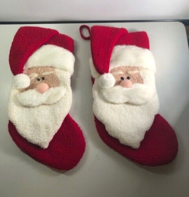 Two (2) Rare Dan Dee Plush Christmas Stockings Santa