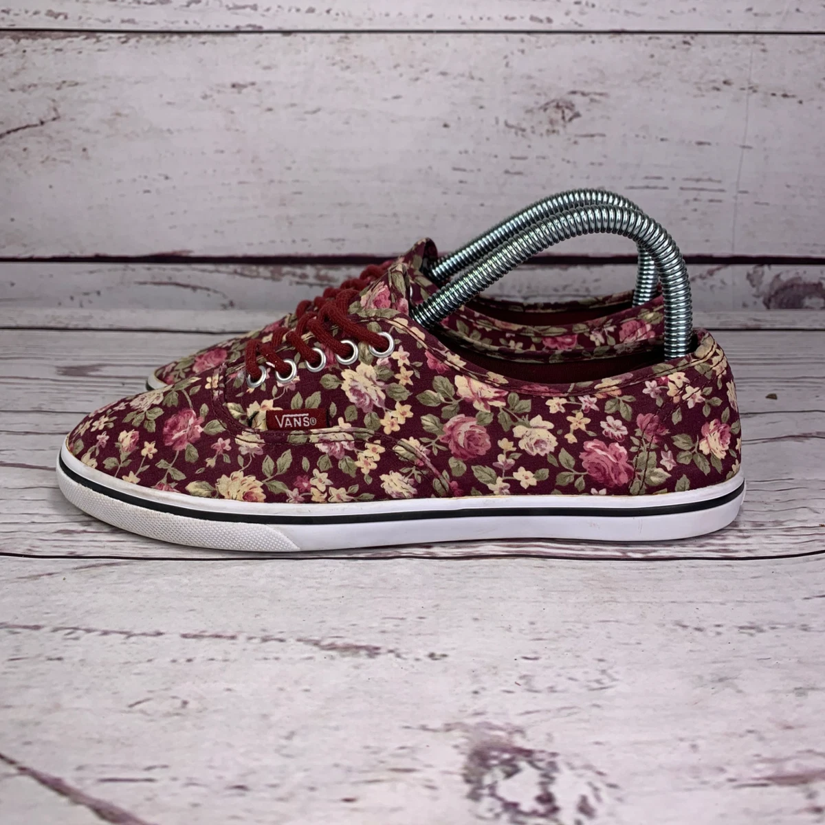 Maroon floral vans deals