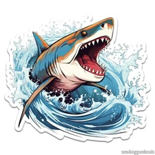 Shark Wave Bite, Vinyl Decal Sticker, Indoor Outdoor, 3 Sizes, #9503