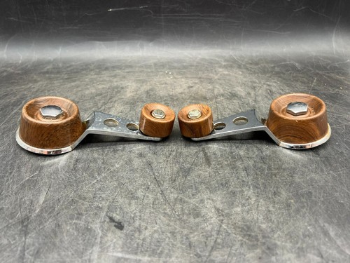 Vintage 60-70's Set Car Interior Window Crank Handles Wood Grain Chrome GM Ford - Picture 5 of 8