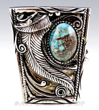 Estee Lauder CONCHO SILVER TURQUOISE NAVAJO STYLE SOLID PERFUME COMPACT & Pouch