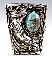 Estee Lauder CONCHO SILVER TURQUOISE NAVAJO STYLE SOLID PERFUME COMPACT & Pouch