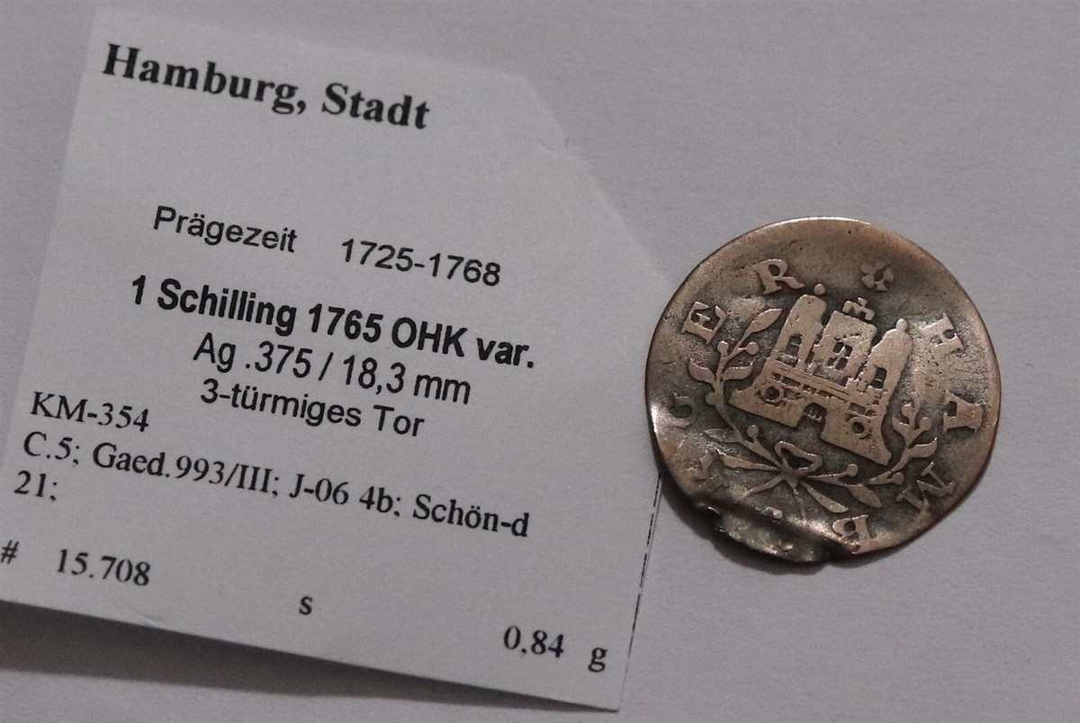 🧭 🇩🇪 GERMANY HAMBURG 1 SCHILLING 1765 OHK SILVER B79 #Z7509 | eBay