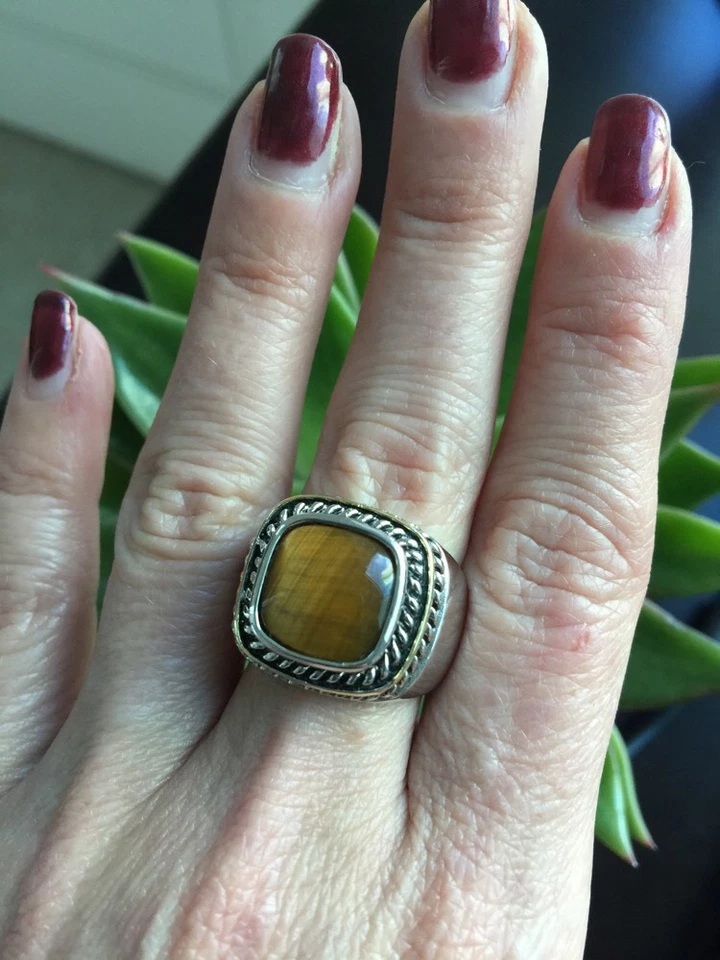 NUEVO ANILLO OJO DE TIGRE "inspirado en el diseñador" con detalle de cuerda de cable talla 7 precioso Foto 2 de 4