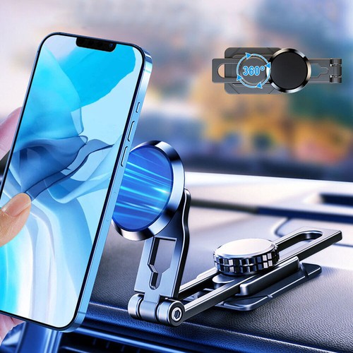 720° Strong Magnetic Bracket Car Phone Holder Stand Foldable Mount Accessories - Picture 2 of 11