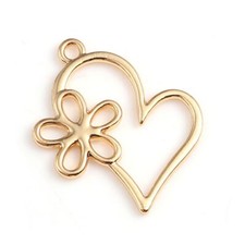 Flower Hearts Alloy Charms - Matte Flowers Pendants Trendy Jewelry Making 10pcs