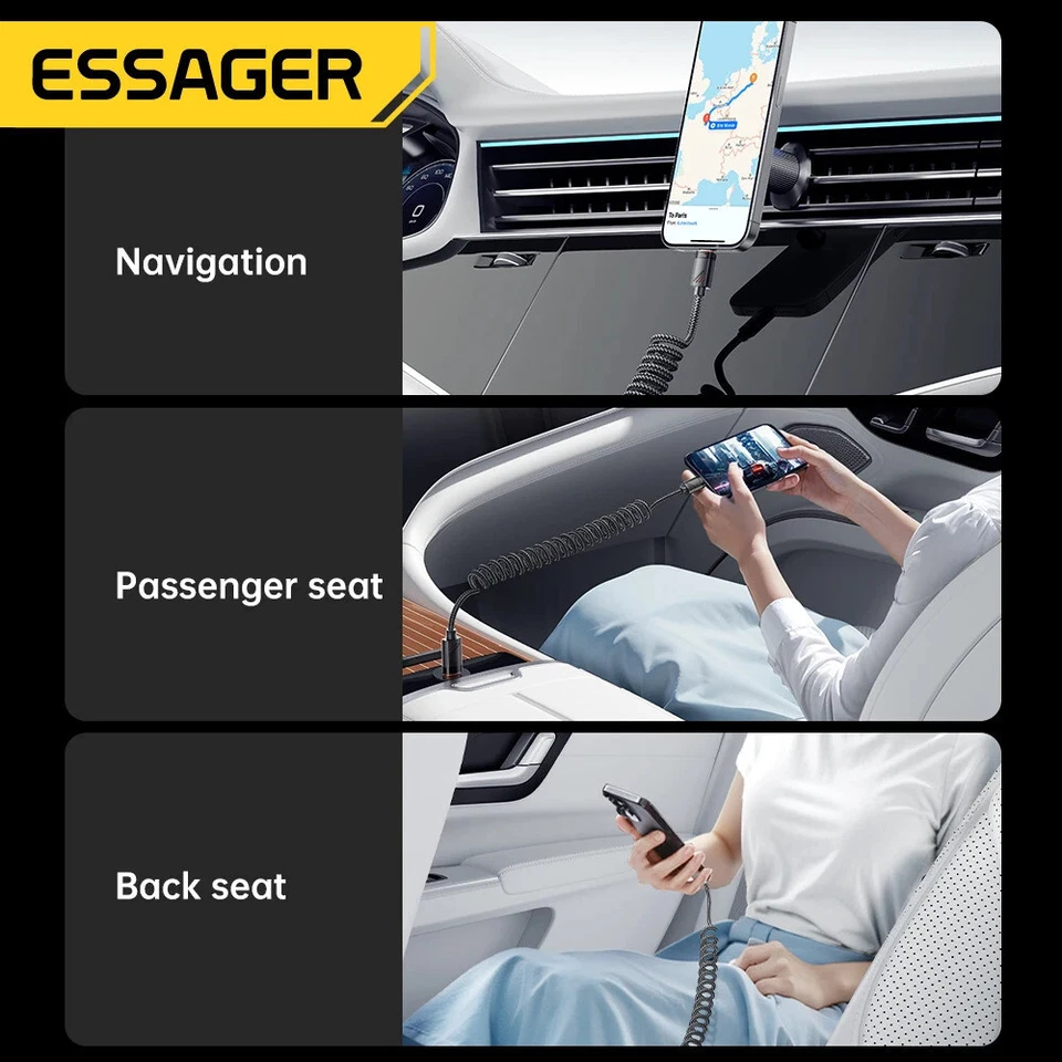 Feder USB Typ-C Spiralkabel | 100 W PD Ladekabel für iPhone 16 Xiaomi Samsung - Bild 3 von 4