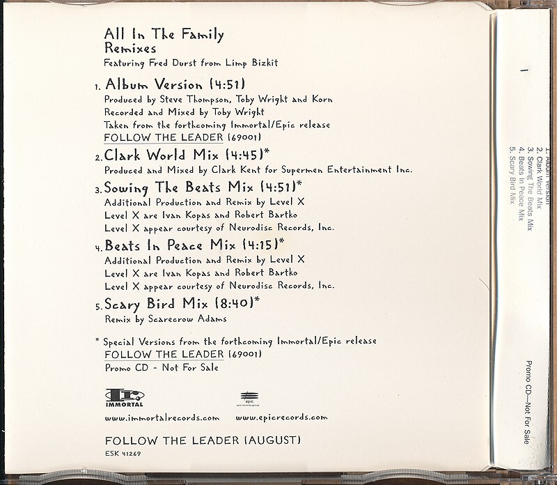 Korn - All in the Family [Remixes] ULTRA RARE promo only CD maxi