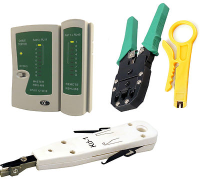 RJ45 Ethernet Netzwerk Cat5e Cat6 LAN Kabeltester Punch Down Crimpwerkzeug Kit