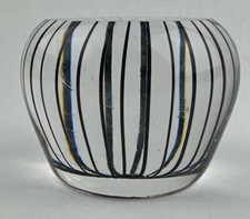 KOSTA Signed Paperweight Clear With Black Stripes Striped MCM Sweden