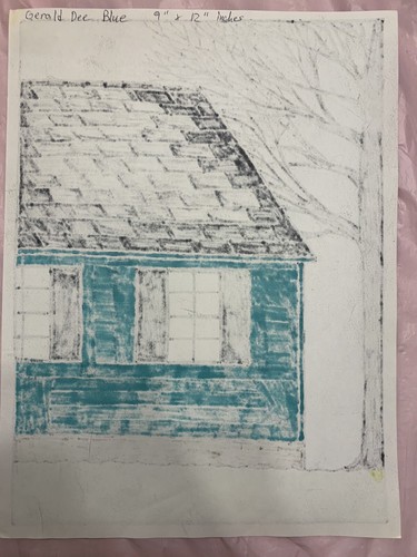Blue House Forest Building Architecture Design USA Town House Drawing Artwork - Picture 3 of 5