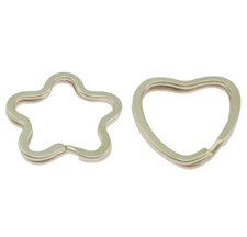 Schlüsselring Flach Herz Stern - 5 / 10 / 20 Stück