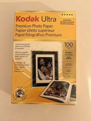 NEW KODAK Ultra Premium Photo Paper High Gloss(100 Sheets,4'' X 6'') *Instant Dry*