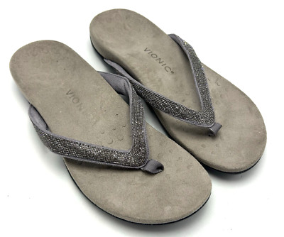 Vionic Sandals Womens 10 W Dillon Shine Thong Slip On Neutral Capsule