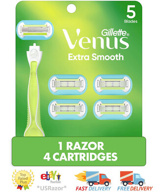 4 Gillette Venus Embrace Extra Smooth Razor Blades Refills Cartridges Handle