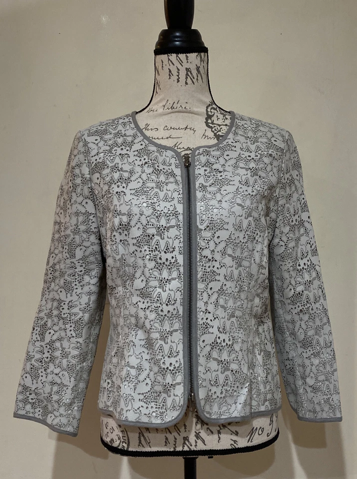 Chaqueta de cuero recortada Elaine Kim talla 8 Foto 2 de 4