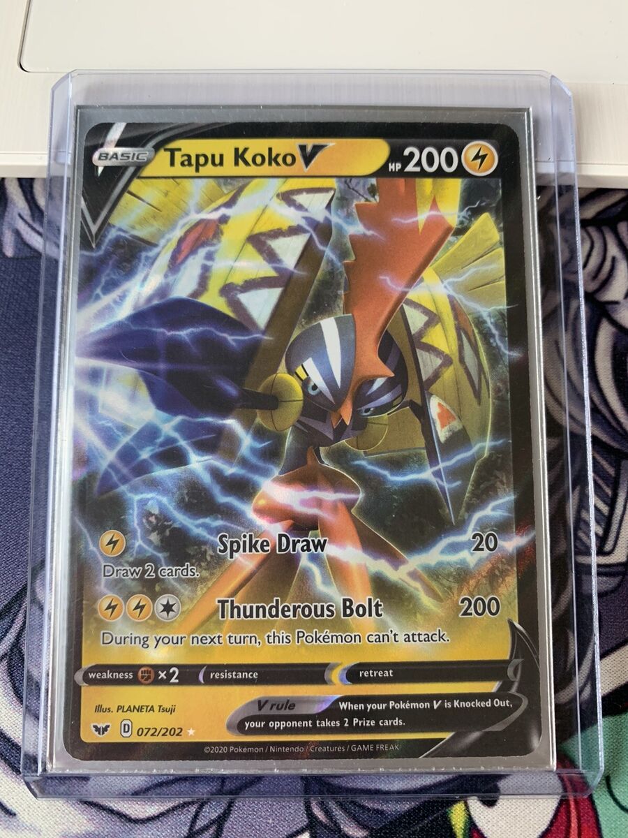 Tapu Koko V 072/202 Sword & Shield Base Set ULTRA RARE Pokemon Card NEAR  MINT