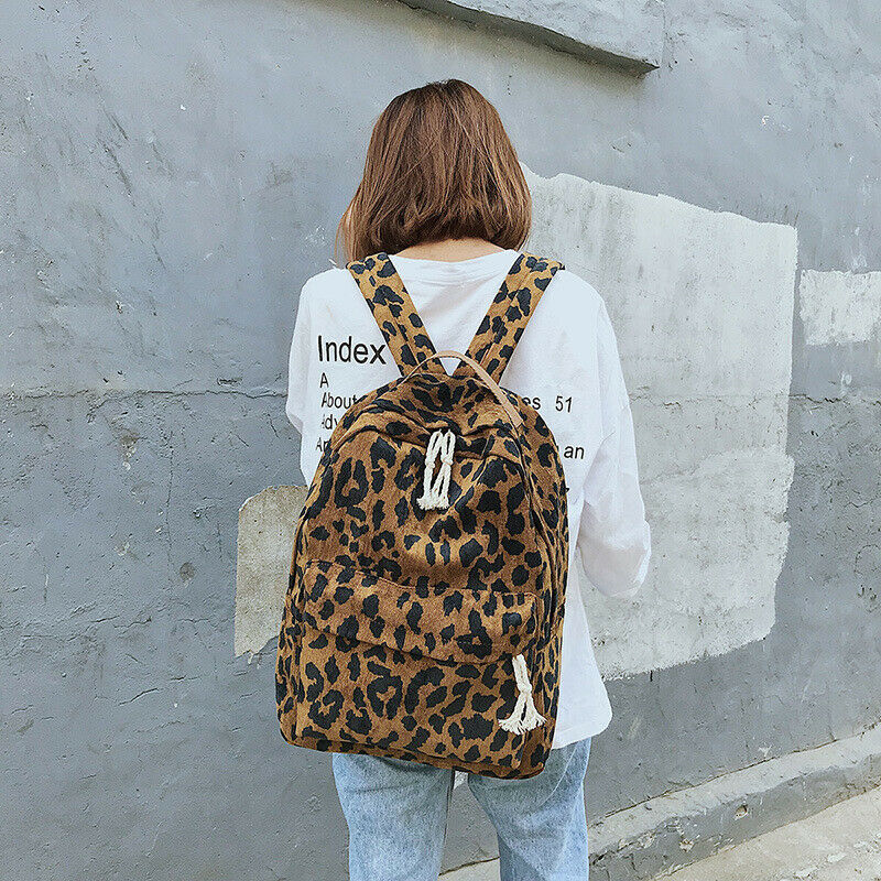 Men Women Leopard Print Shoulder Backpack for School College Gift