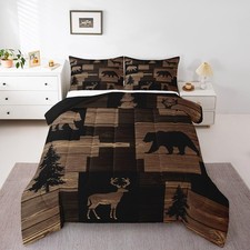 Erosebridal Rustic Bear Comforter Sets for Teens Youth,Lodge Elk Moose Beddin...