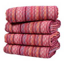 Extra Large Hand loomed Turkish Bath Towels Set of 4, 100 Cotton Quick-Dryin...