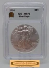 2024 Silver Eagle $1, ICG MS70 - #B59850