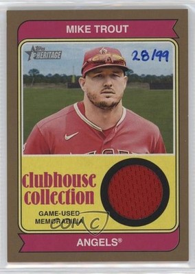 2023 Topps Heritage Clubhouse Collection Relics Gold 28/99 Mike Trout 14dq