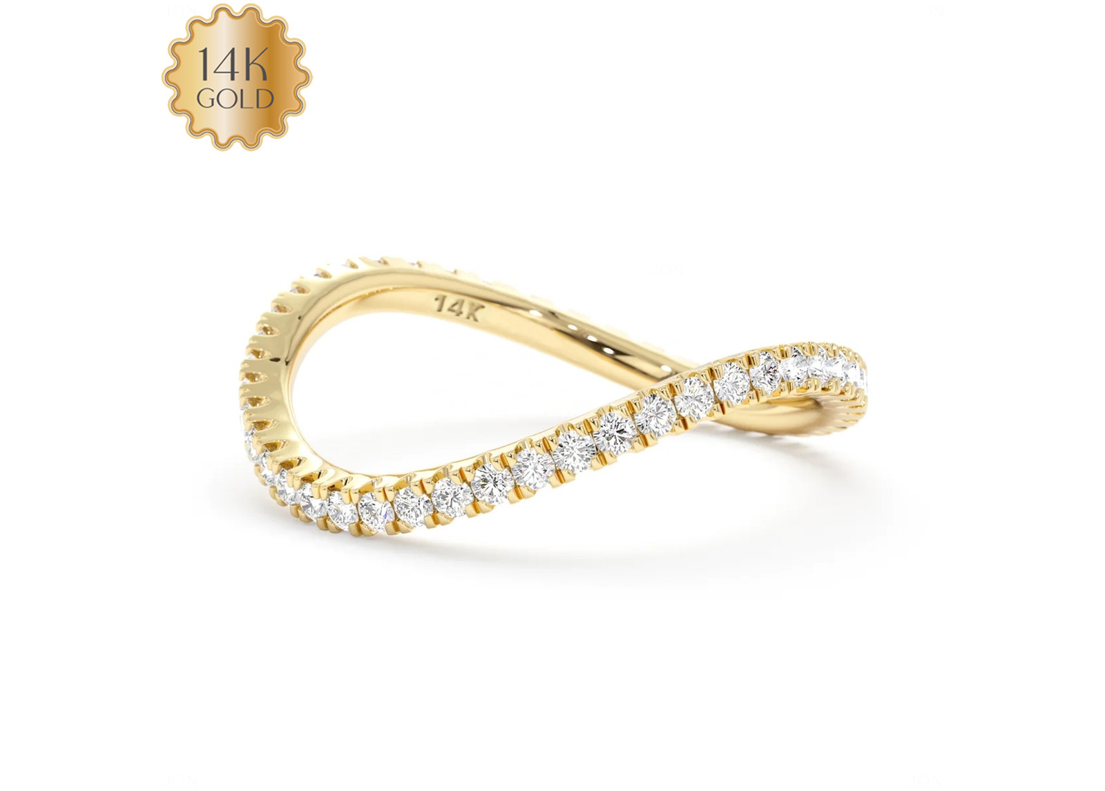 14k Gold Diamond Wave Eternity Ring | Diamond Band Jewelry Valentine's Special D