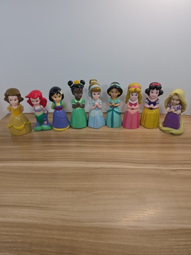 9 Disney Princess Hard Plastic Vinyl Bathtub Toys Figures Belle, Tiana, Jasmine