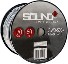 Soundbox 0 Gauge Amplifier Wire Power/Ground 1/0 Ga Amp Wire 50 Feet Spool Cable
