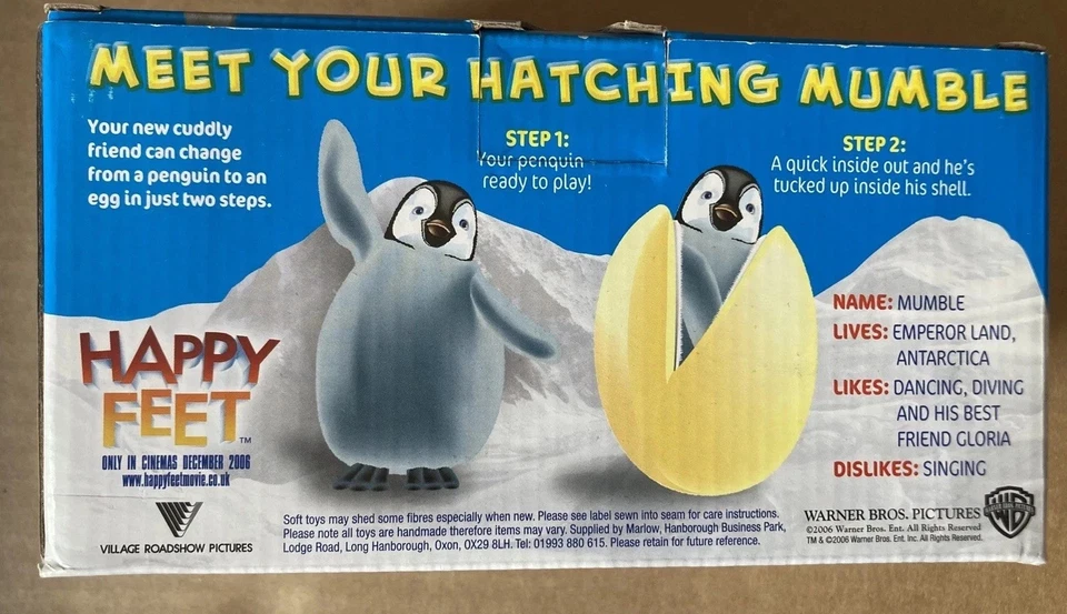 Persil Promo Happy Feet Penguin Chick Reversible Soft Toy Plush -Hatching Mumble - Image 4 of 4