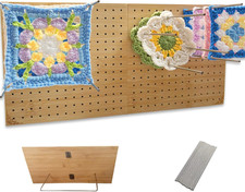 Crochet Blocking Board with Pegs, Bamboo Knitting Board, 15.5X7.7 Inch,Projects