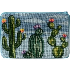 Alice Peterson Stitch Zip Needlepoint Cosmetic Case Kit - Flowering Cacti