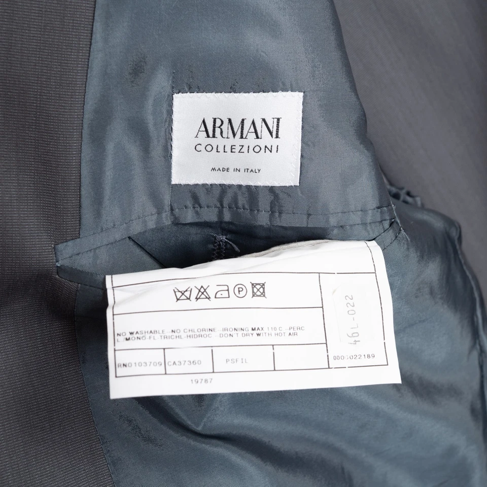 Traje Armani Collezioni Talla 46L Hombre Gris Sólido Lana Un Botón Foto 3 de 4