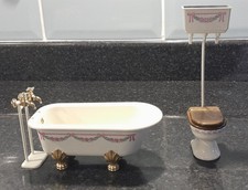 Dolls House BODO HENNIG  vintage 80s bath, free-standing taps & tank-top commode