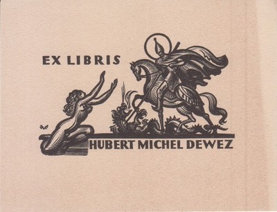 Exlibris Hubert-Michel DEWEZ (Belgien) Holzstich von LE CHAMPION