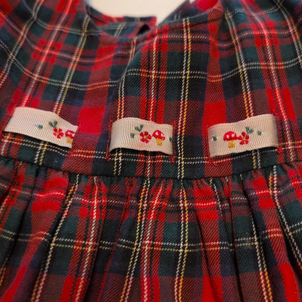 Luli & Me ребенка ясельного возраста красный клетку джемпер гриба цветок ленты акцент размер 2T - Изображение 2 из 4