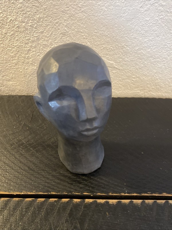 VTG Danish Style Solid Concrete Modern Smooth Small Gray Bust 5.5”