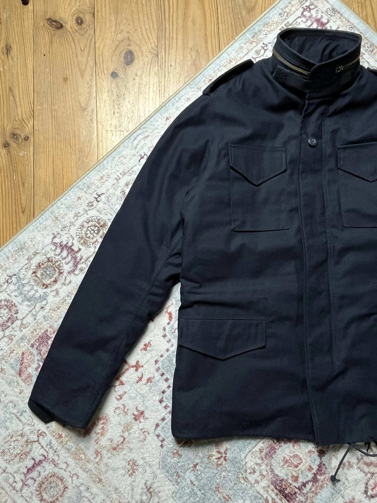 Alpha Industries M-65 Field Jacket Mens M Navy Blue Orange Quilted Liner Hood - product detail image 2