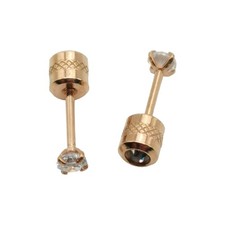 Real 18K Rose Gold Filled Classic 3mm Shiny Cubic Zirconia CZ Stud Post Earrings