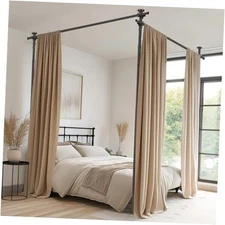 Room Divider Tension Rod No Drilling, Adjustable 72-200" (W) 72-200 inch Black