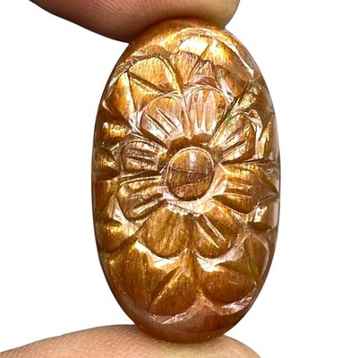 50.35 Ct Natürlicher Sunstone 33x19mm Oval Anhänger Perle Handarbeit, Lose
