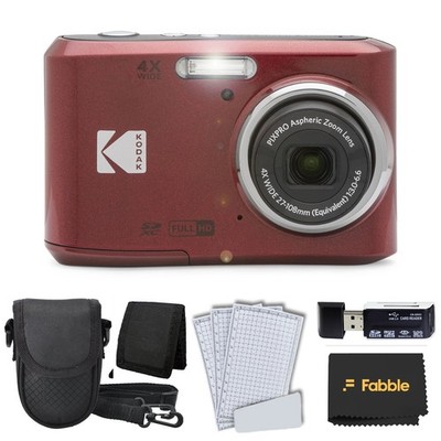Kodak PIXPRO FZ45 Digital Camera Red 16MP 4x Zoom Bundle with Case & 32GB SD