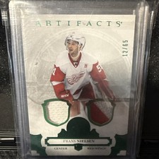 Frans Nielsen 2017/18 UD ARTIFACTS GREEN DUAL GAME JERSEY PATCH #12/65